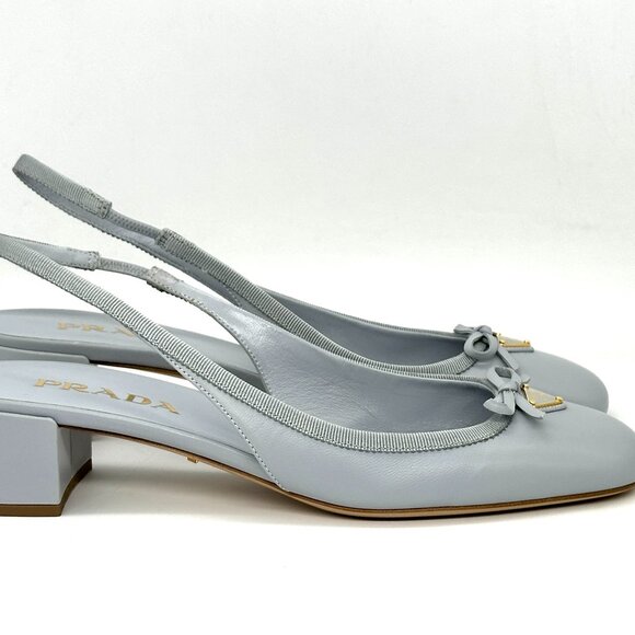Prada Light Gray Slingback Sandals - Picture 9 of 16
